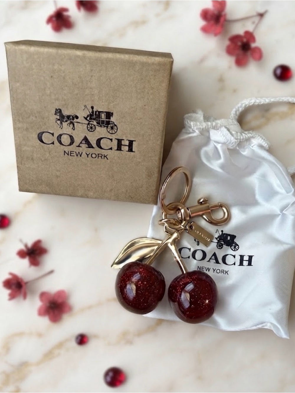 Coach Cherry Keychain  Charm Brand new in box ❤️ No Tags brand new in box